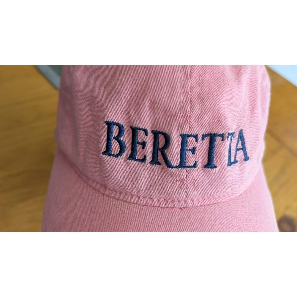 Beretta Pink Flexfit Baseball‎ Cap Embroidered Logo Stretch Fit Hat Salmon